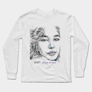 drawn romantic beauty,romantic peri,pencil drawn belle,drawn girl,drawn beauty,beautiful face,lovely girl,romantic person Long Sleeve T-Shirt